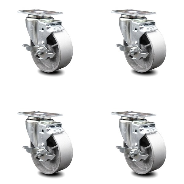 4 Inch Semi Steel Wheel Swivel Top Plate Caster Set with Brake